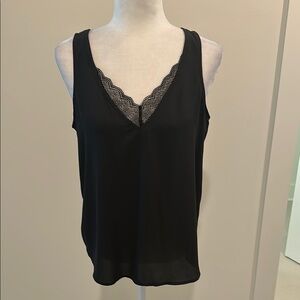 Evereve Alison Joy Black Lace Detail Tank Sz S